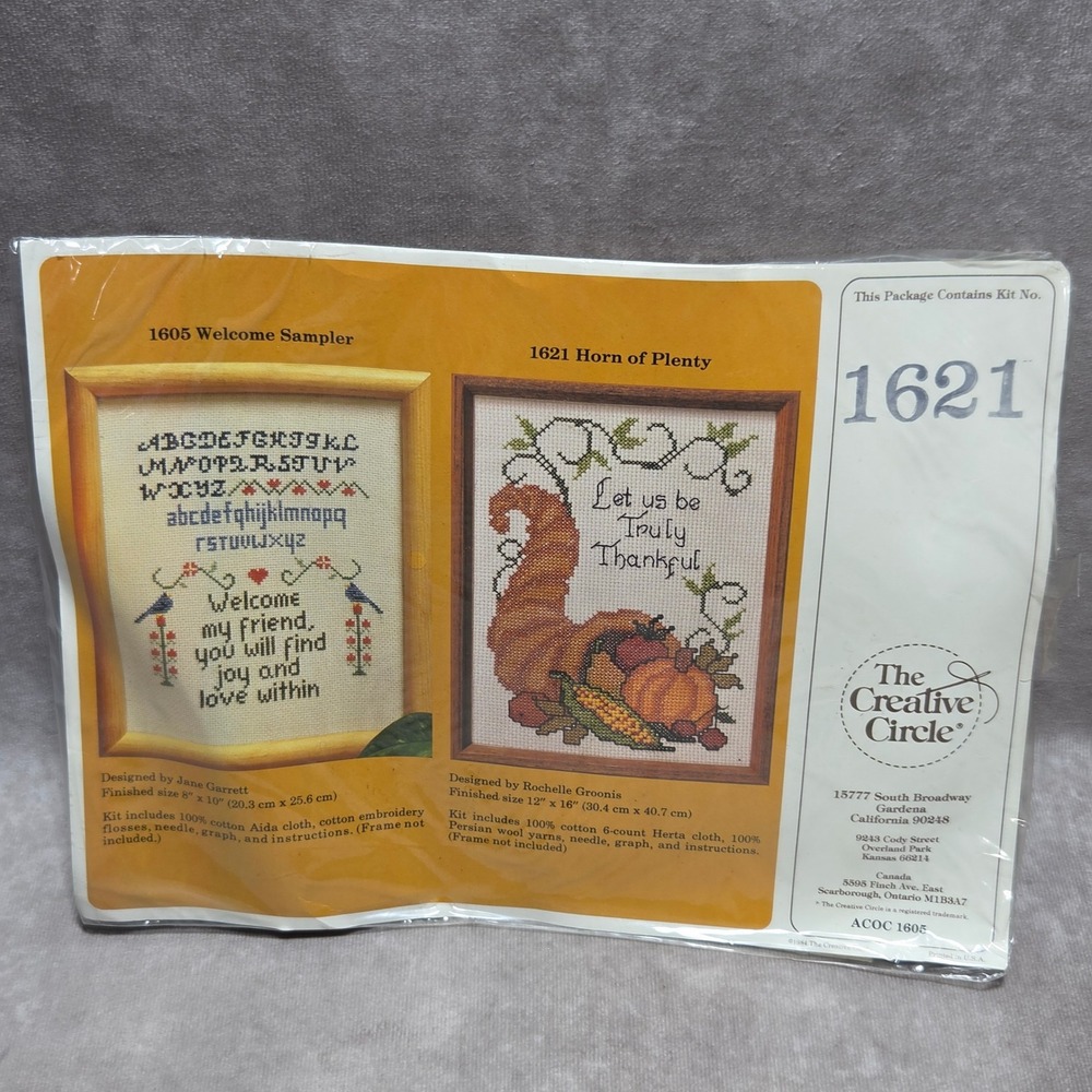 Vintage The Creative Circle Horn of Plenty Crewel Kit 1621 Rochelle Groonis 1984